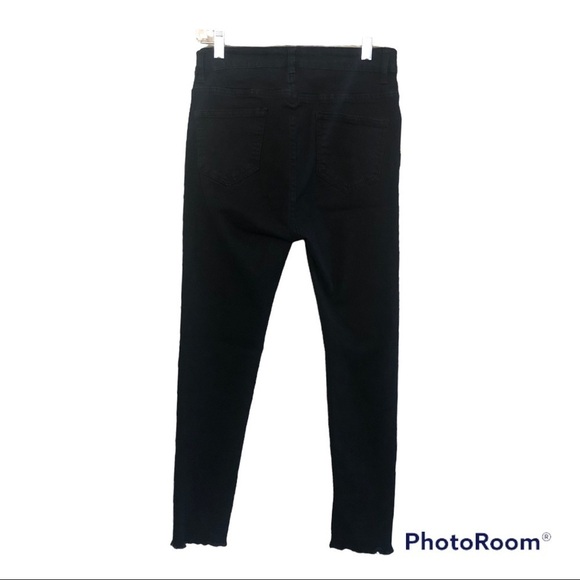 American Bazi Colored Zipper Skinny Fit Frayed Hem Black Jeans Size S - Picture 2 of 12